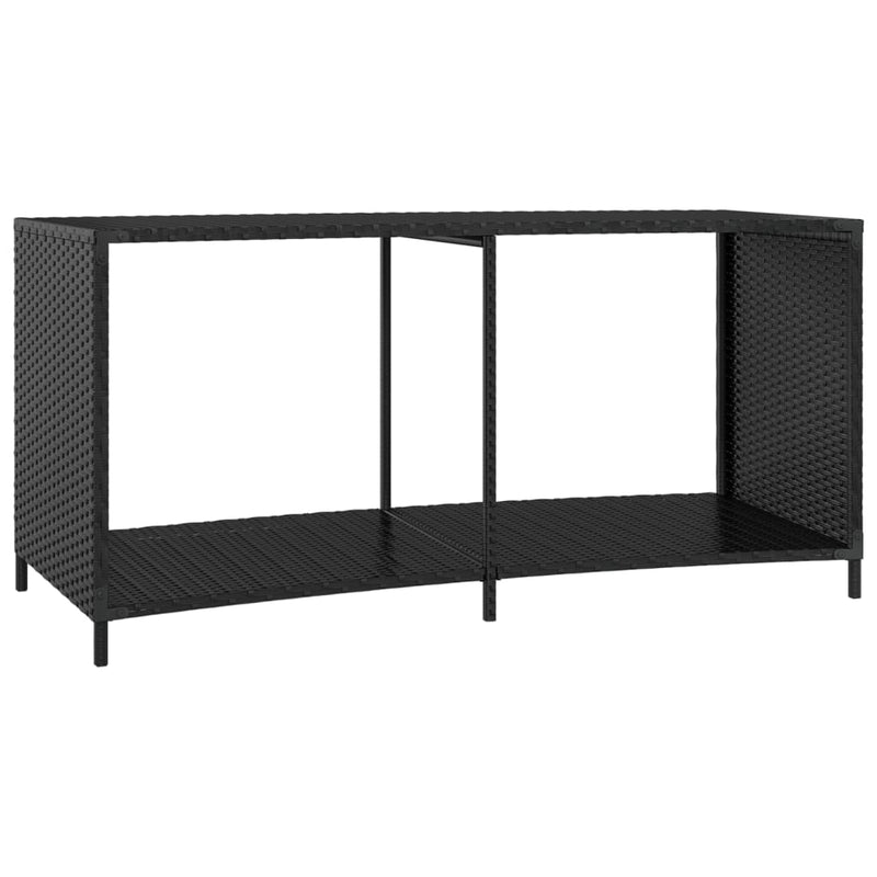 vidaXL 2 db fekete polyrattan tárolópolc
