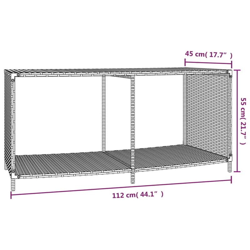 vidaXL 2 db fekete polyrattan tárolópolc