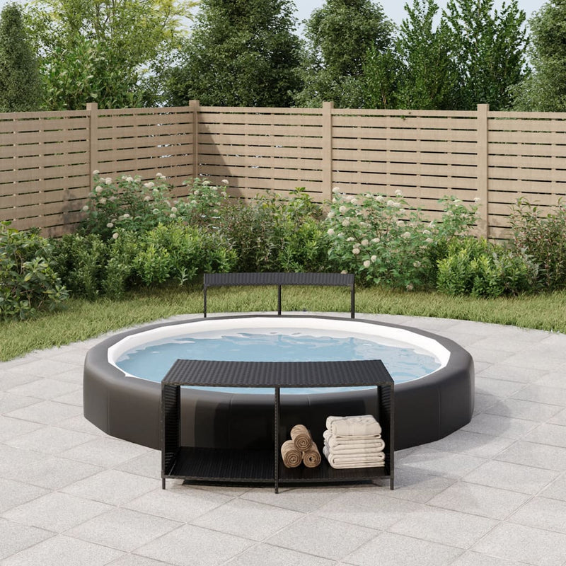 vidaXL 2 db fekete polyrattan tárolópolc