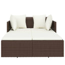 vidaXL barna polyrattan napozóágy párnával 182 x 118 x 63 cm