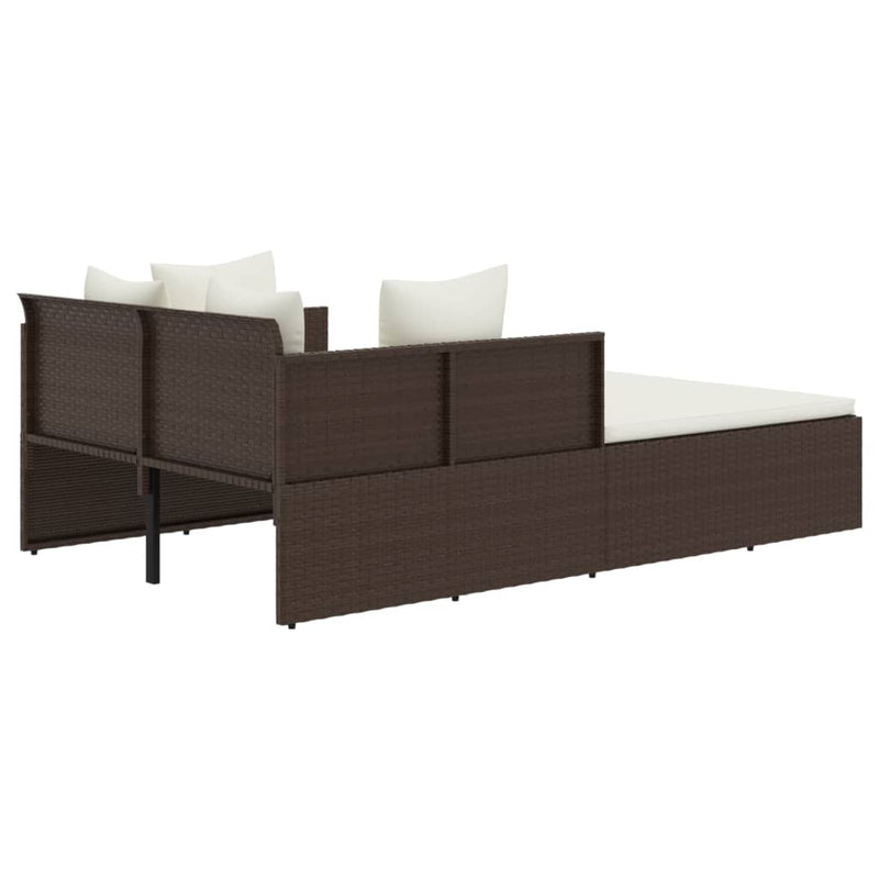 vidaXL barna polyrattan napozóágy párnával 182 x 118 x 63 cm