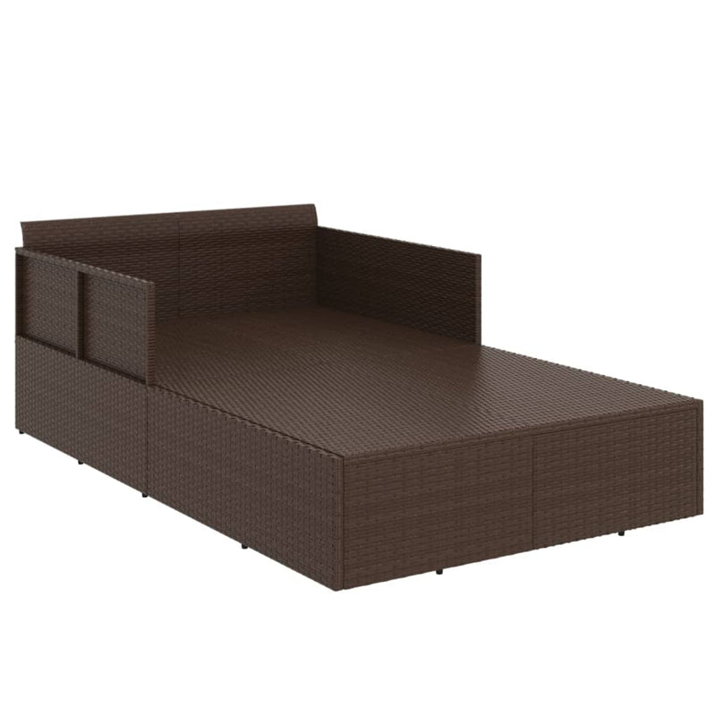vidaXL barna polyrattan napozóágy párnával 182 x 118 x 63 cm