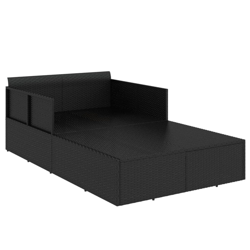 vidaXL fekete polyrattan napozóágy párnával 182 x 118 x 63 cm