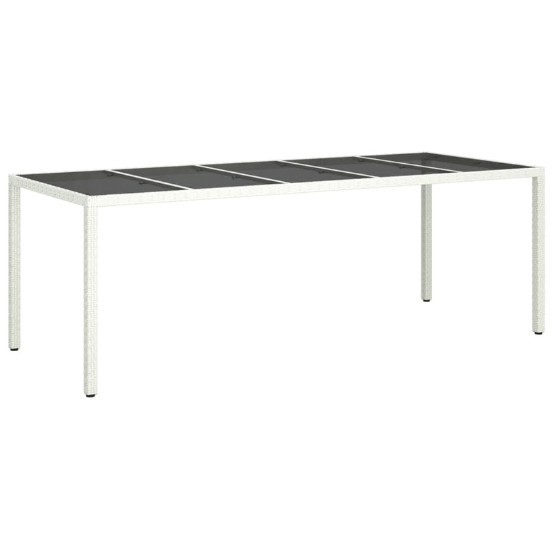 vidaXL fehér polyrattan és edzett üveg kerti asztal 250 x 100 x 75 cm