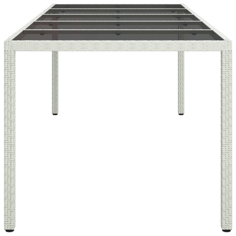 vidaXL fehér polyrattan és edzett üveg kerti asztal 250 x 100 x 75 cm
