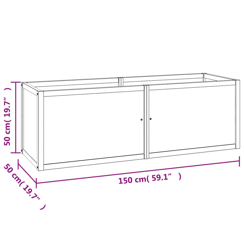 vidaXL tömör tíkfa magaságyás 150 x 50 x 50 cm