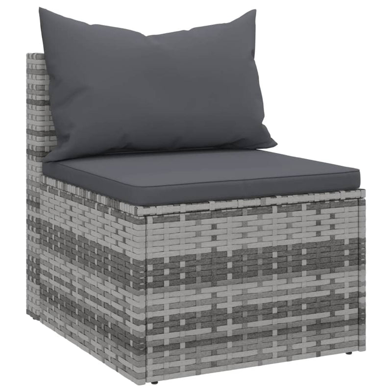 vidaXL 2 db szürke polyrattan kerti középső kanapé párnákkal