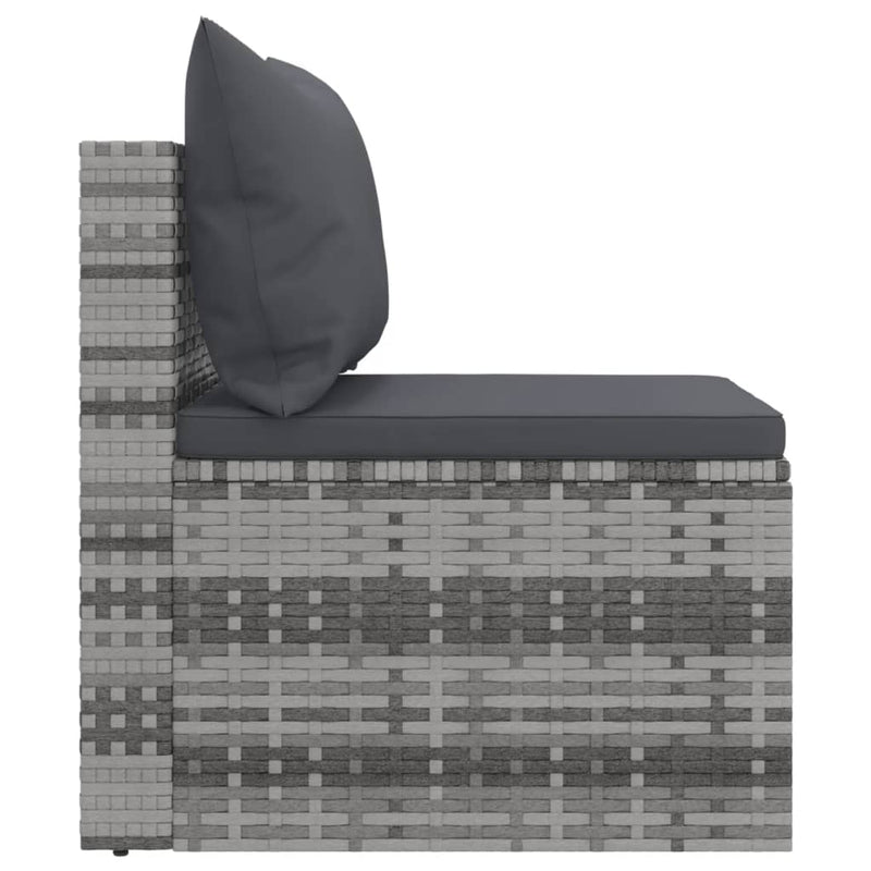 vidaXL 2 db szürke polyrattan kerti középső kanapé párnákkal