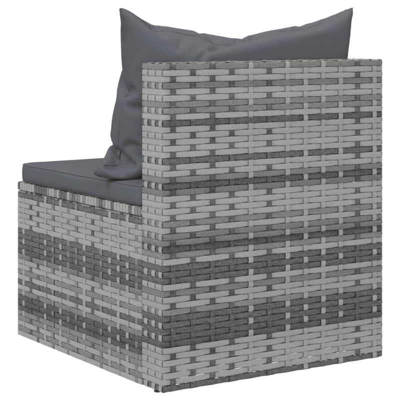 vidaXL 2 db szürke polyrattan kerti középső kanapé párnákkal