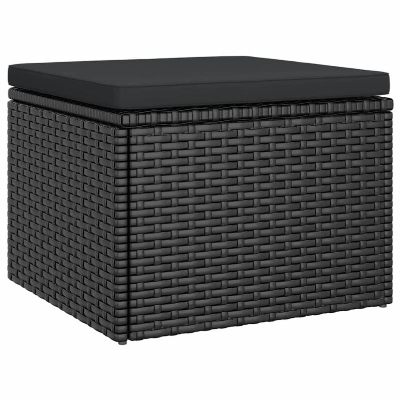 vidaXL 3-személyes fekete polyrattan kanapé tetővel és lábtartóval