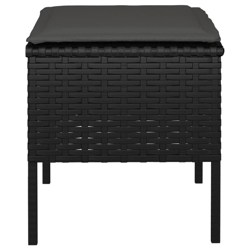 vidaXL 4 db fekete polyrattan kerti lábzsámoly párnákkal