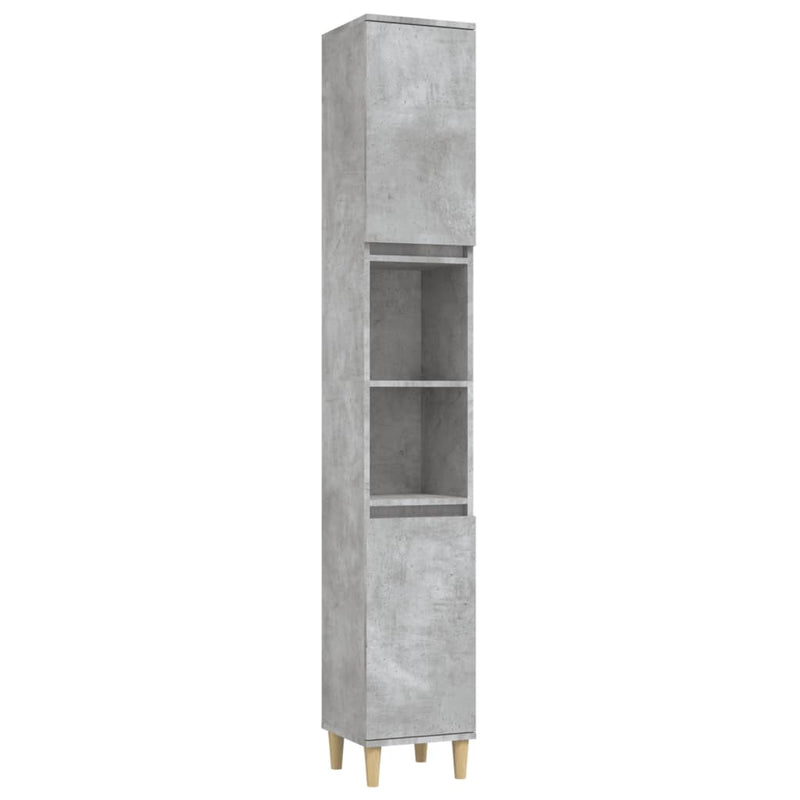 vidaXL betonszürke szerelt fa fürdőszobaszekrény 30 x 30 x 190 cm
