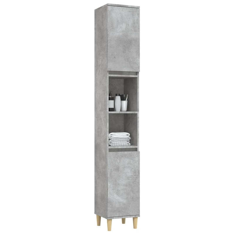 vidaXL betonszürke szerelt fa fürdőszobaszekrény 30 x 30 x 190 cm