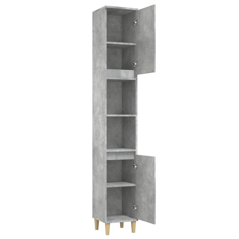 vidaXL betonszürke szerelt fa fürdőszobaszekrény 30 x 30 x 190 cm