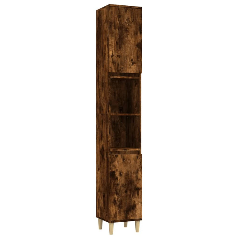 vidaXL füstös tölgy színű szerelt fa fürdőszobaszekrény 30x30x190 cm