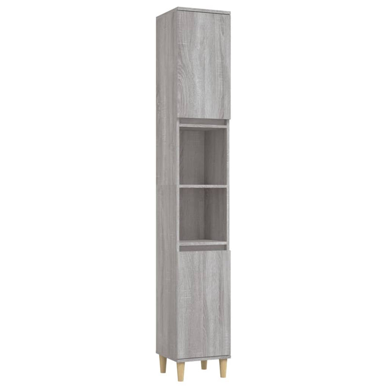 vidaXL szürke sonoma színű szerelt fa fürdőszobaszekrény 30x30x190 cm