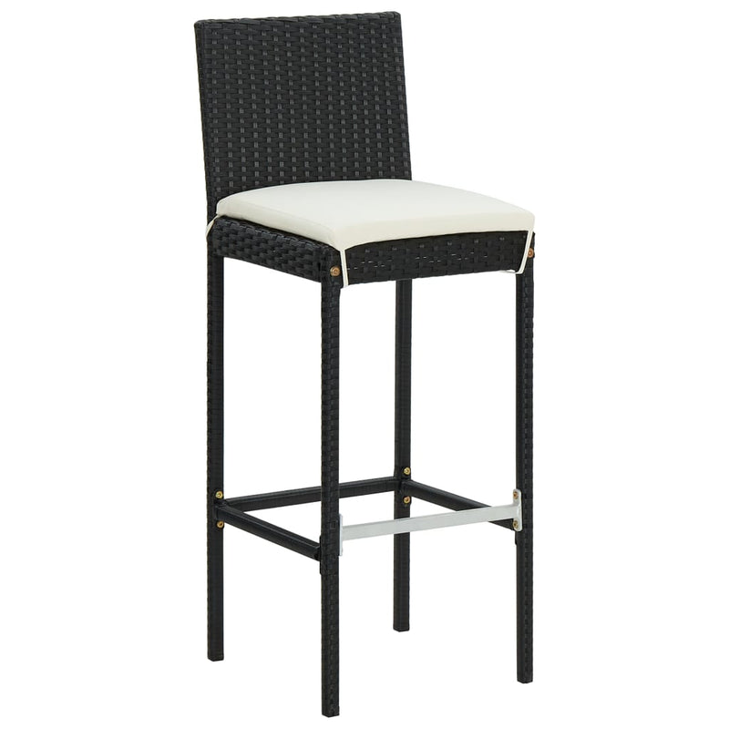 vidaXL 6 db fekete polyrattan bárszék párnával