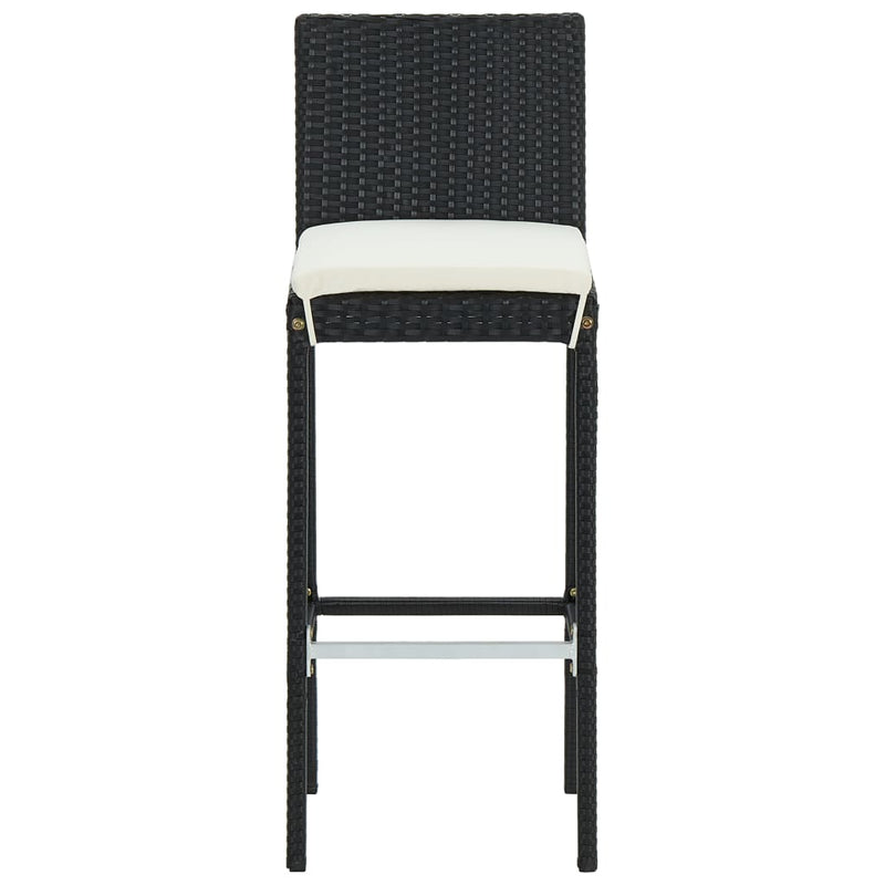 vidaXL 6 db fekete polyrattan bárszék párnával