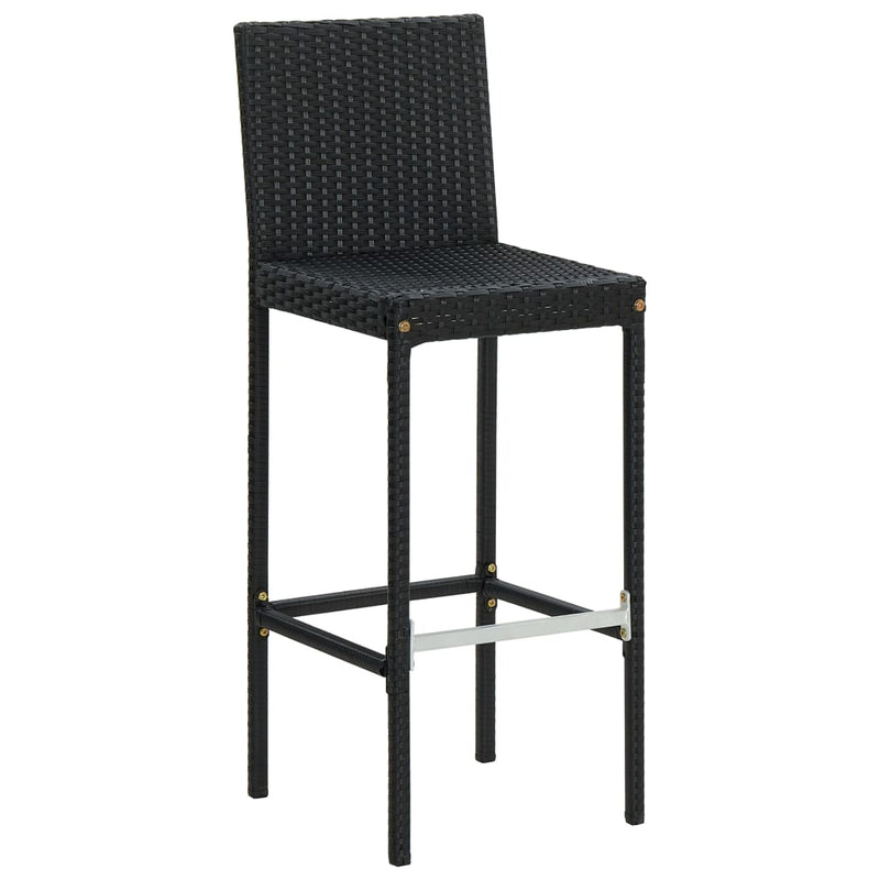 vidaXL 6 db fekete polyrattan bárszék párnával