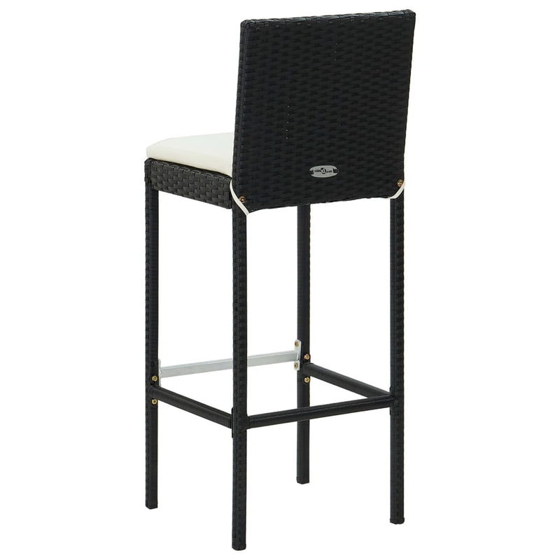 vidaXL 6 db fekete polyrattan bárszék párnával