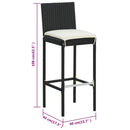 vidaXL 6 db fekete polyrattan bárszék párnával