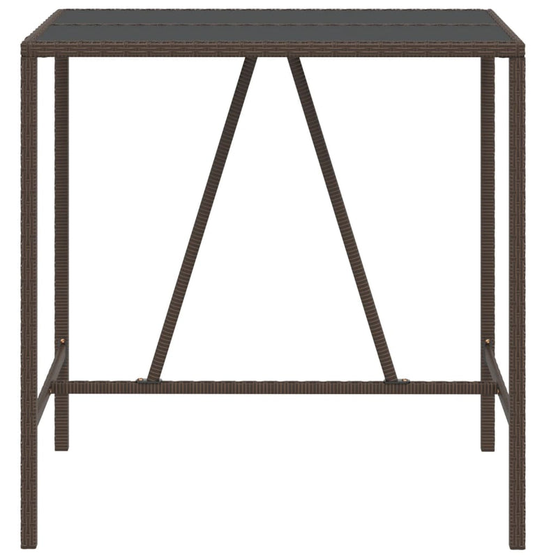 vidaXL barna polyrattan üveglapos bárasztal 110 x 70 x 110 cm