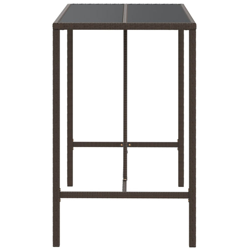 vidaXL barna polyrattan üveglapos bárasztal 110 x 70 x 110 cm