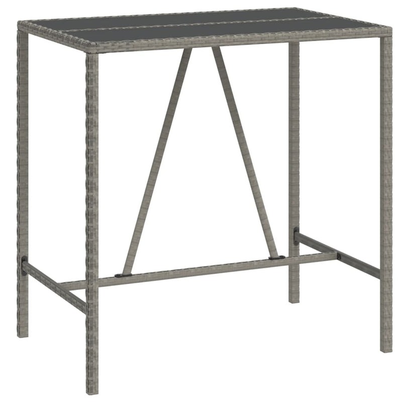 vidaXL szürke polyrattan üveglapos bárasztal 110 x 70 x 110 cm