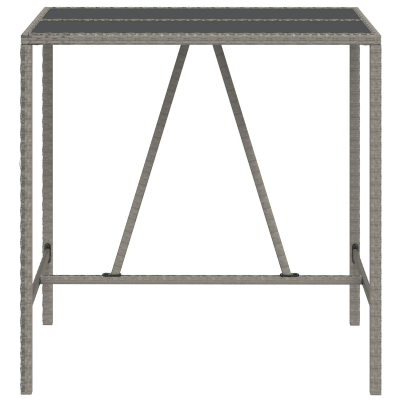 vidaXL szürke polyrattan üveglapos bárasztal 110 x 70 x 110 cm