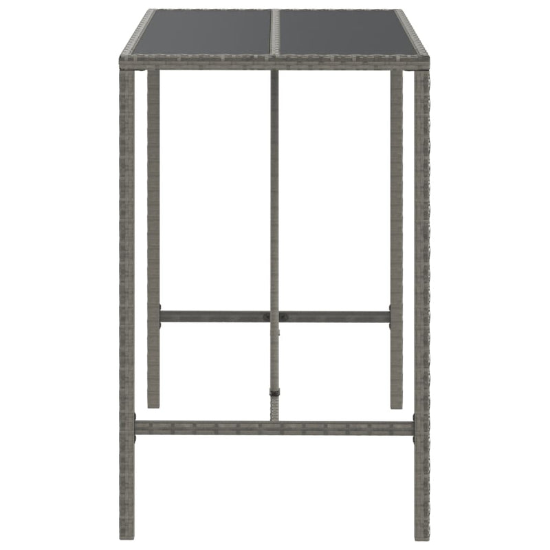 vidaXL szürke polyrattan üveglapos bárasztal 110 x 70 x 110 cm