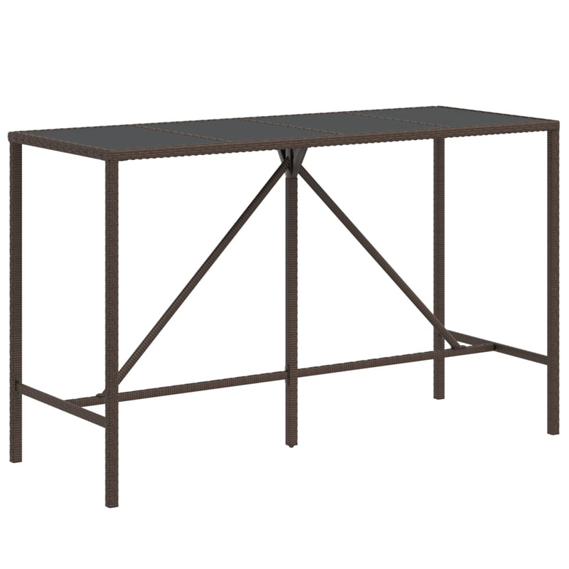 vidaXL barna polyrattan üveglapos bárasztal 180 x 70 x 110 cm