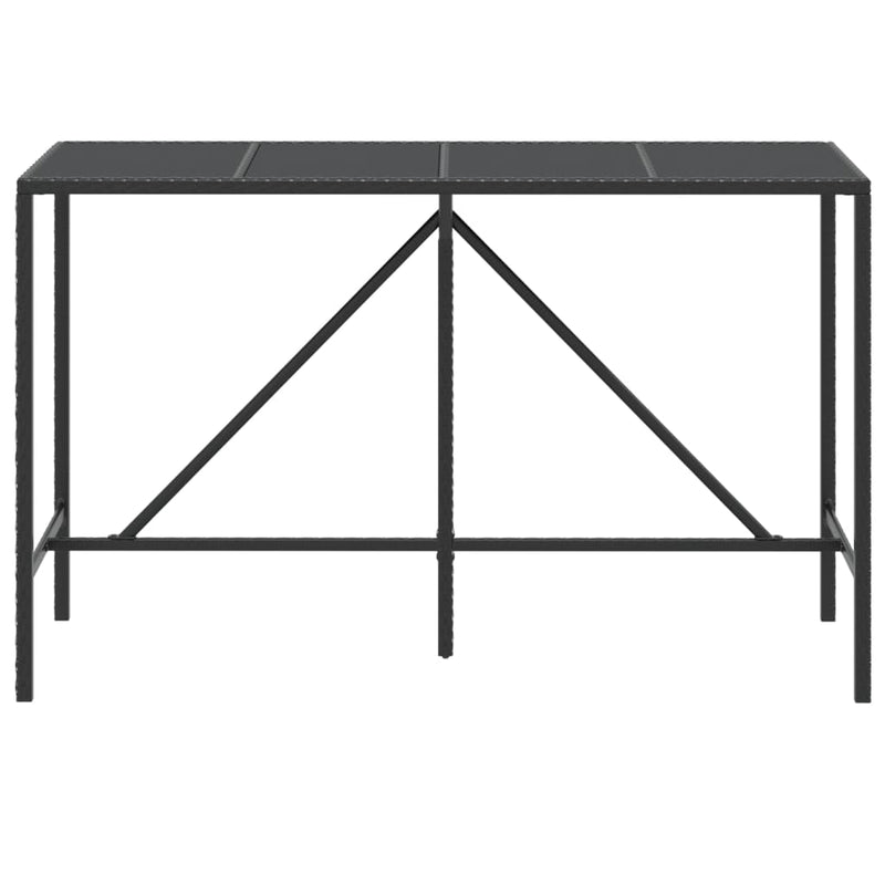 vidaXL fekete polyrattan üveglapos bárasztal 180 x 70 x 110 cm