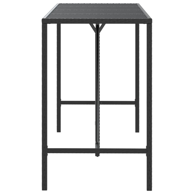 vidaXL fekete polyrattan üveglapos bárasztal 180 x 70 x 110 cm