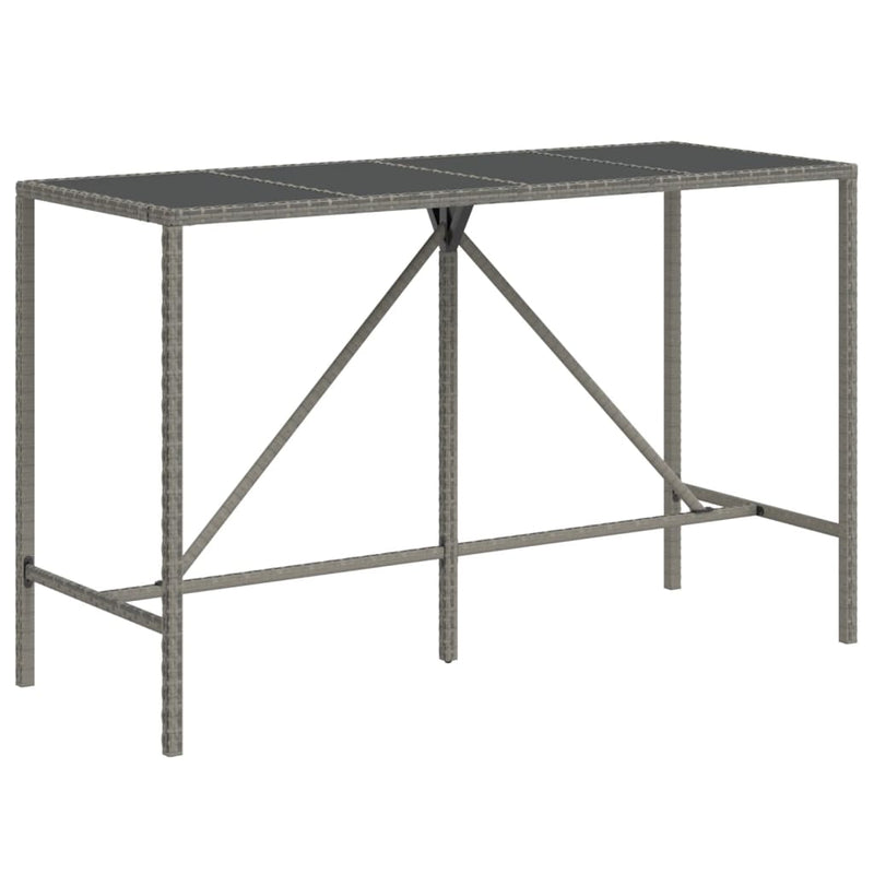 vidaXL szürke polyrattan üveglapos bárasztal 180 x 70 x 110 cm