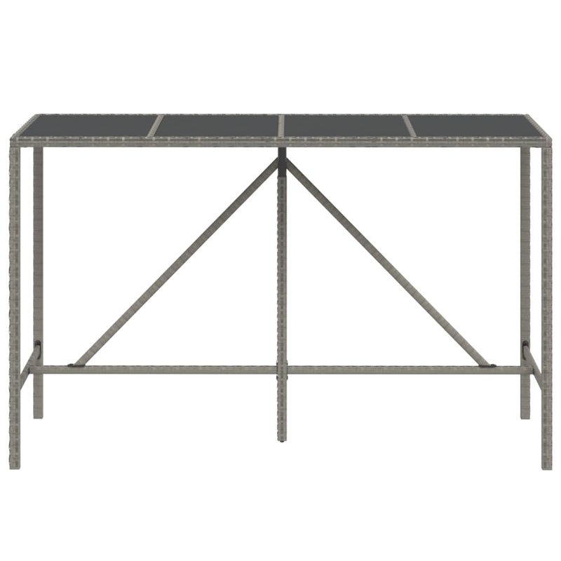 vidaXL szürke polyrattan üveglapos bárasztal 180 x 70 x 110 cm