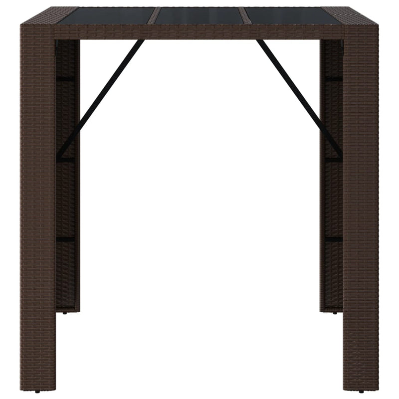 vidaXL barna polyrattan kerti asztal üveglappal 105 x 80 x 110 cm