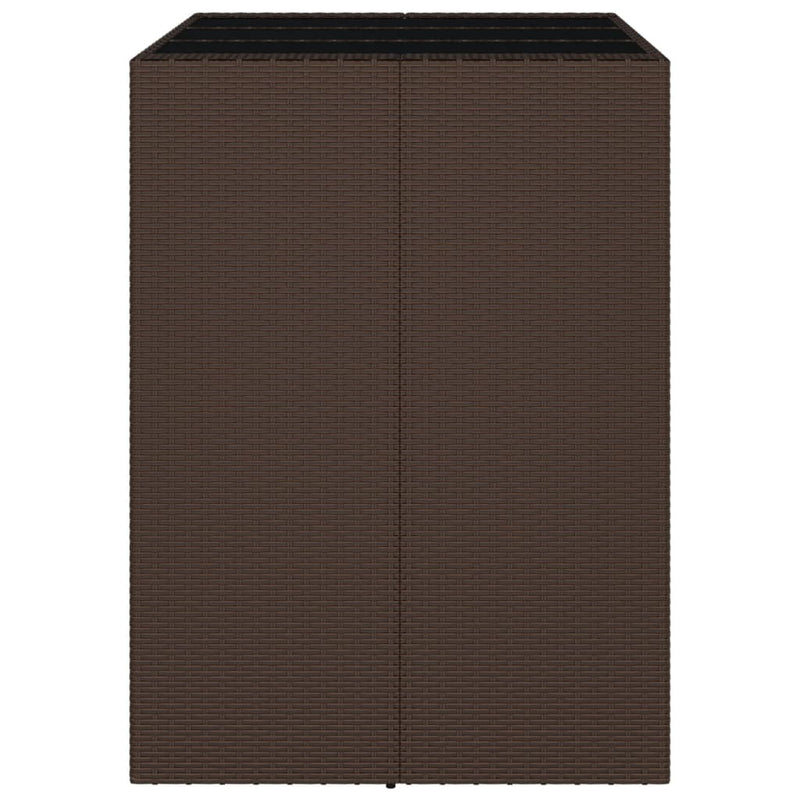 vidaXL barna polyrattan kerti asztal üveglappal 105 x 80 x 110 cm