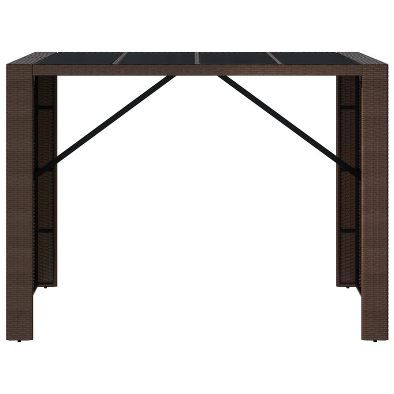 vidaXL barna polyrattan kerti asztal üveglappal 145 x 80 x 110 cm