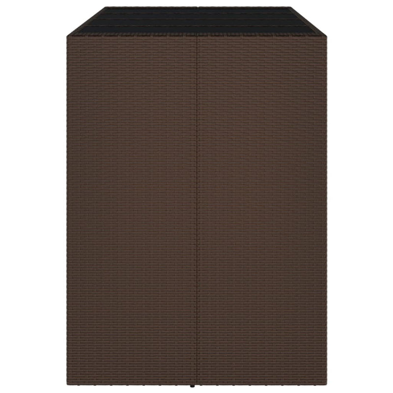 vidaXL barna polyrattan kerti asztal üveglappal 145 x 80 x 110 cm