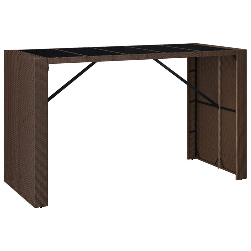 vidaXL barna polyrattan kerti asztal üveglappal 185 x 80 x 110 cm