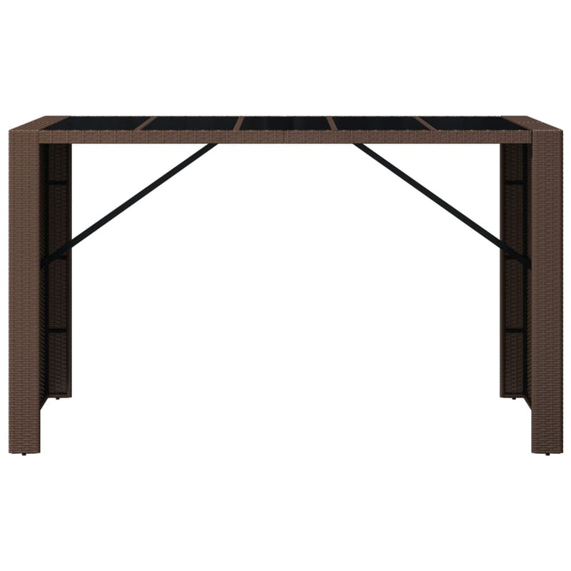 vidaXL barna polyrattan kerti asztal üveglappal 185 x 80 x 110 cm