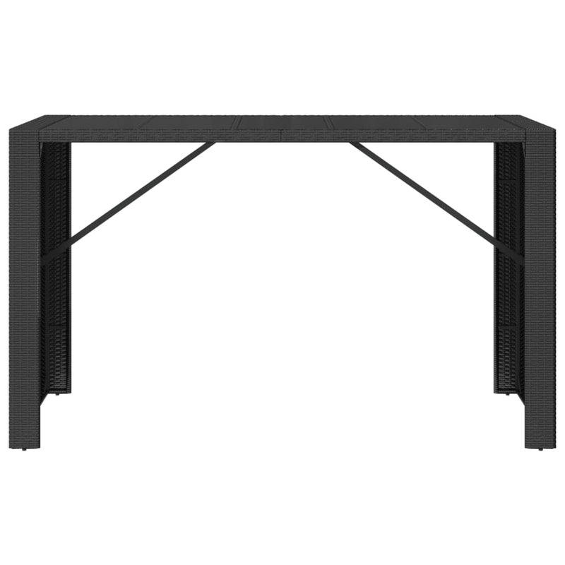 vidaXL fekete polyrattan üveglapos bárasztal 185 x 80 x 110 cm