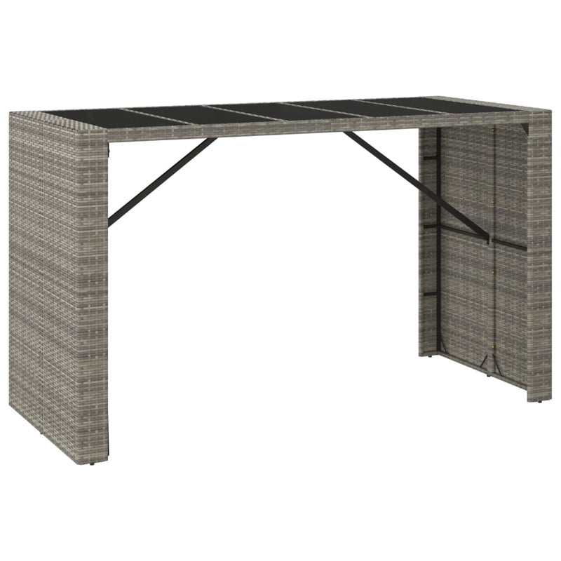 vidaXL szürke polyrattan üveglapos kerti asztal 185 x 80 x 110 cm