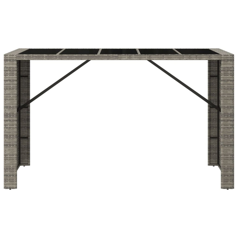 vidaXL szürke polyrattan üveglapos kerti asztal 185 x 80 x 110 cm