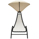 vidaXL krémszínű szövet és acél napozóágy napernyővel 167x80x195 cm