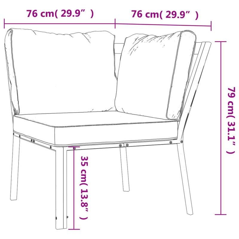 vidaXL acél kerti szék homokszínű párnákkal 76 x 76 x 79 cm