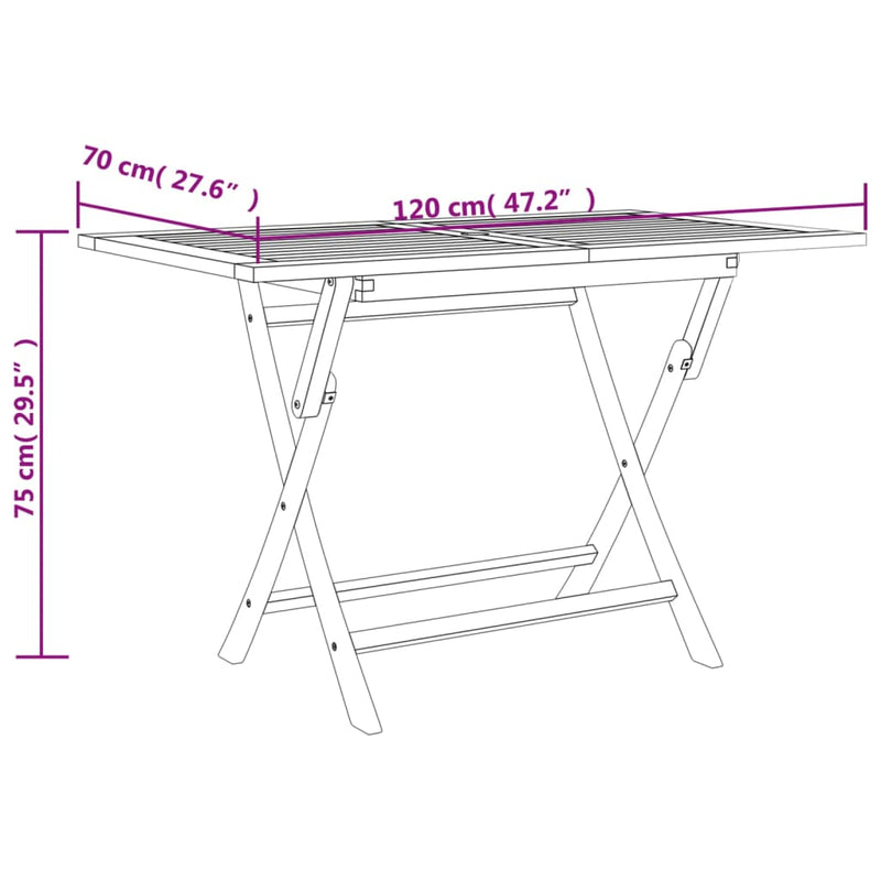 vidaXL szürke összecsukható tömör tíkfa kerti asztal 120 x 110 x 75 cm