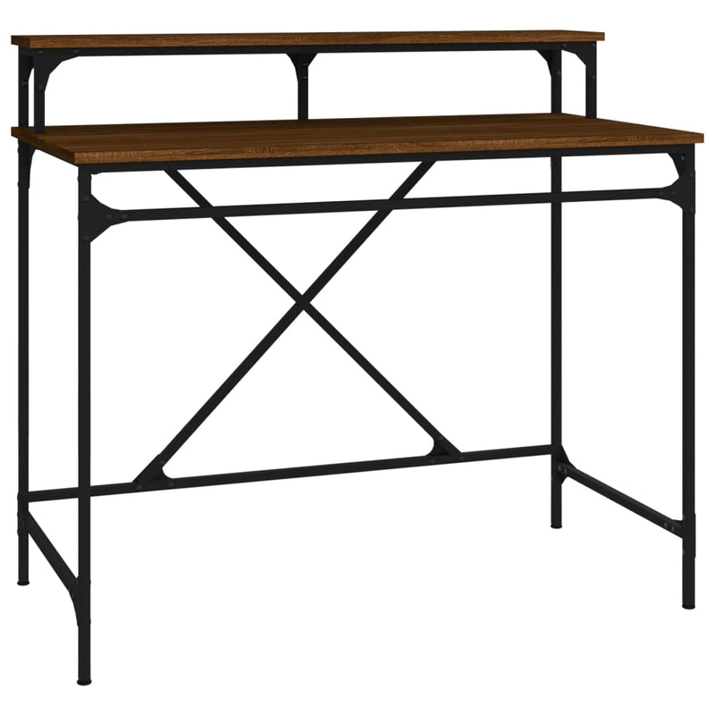 vidaXL barna tölgyszínű szerelt fa és vas íróasztal 100 x 50 x 90 cm