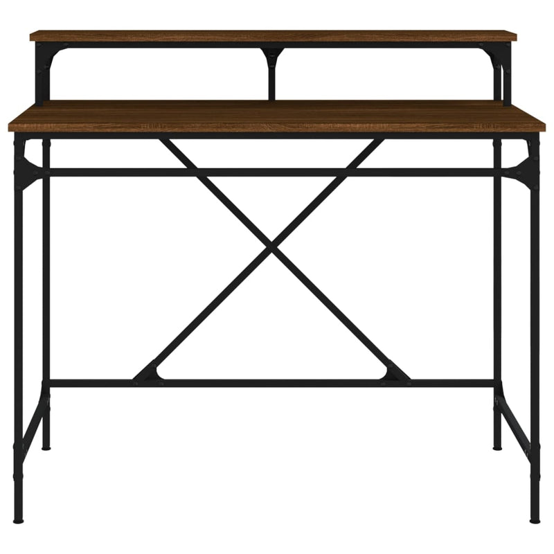 vidaXL barna tölgyszínű szerelt fa és vas íróasztal 100 x 50 x 90 cm