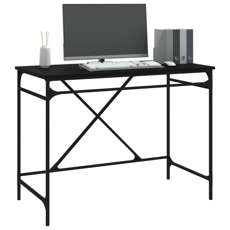vidaXL fekete szerelt fa és vas íróasztal 100 x 50 x 75 cm